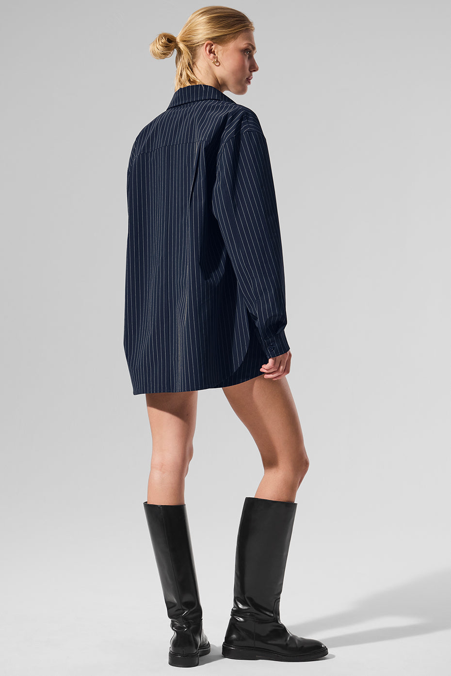 Pinstripe Daylight Button Down Long Sleeve - Navy/Ivory